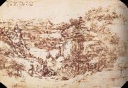 LEONARDO da Vinci Landscape in the Arnotal oil painting artist